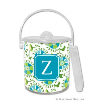 Ice Bucket – Suzani Teal 1 Ice Bucket - Suzani Teal