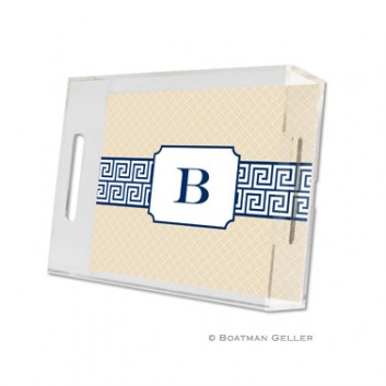 Lucite Tray – Greek Key Band Navy 1 Lucite Tray - Greek Key Band Navy